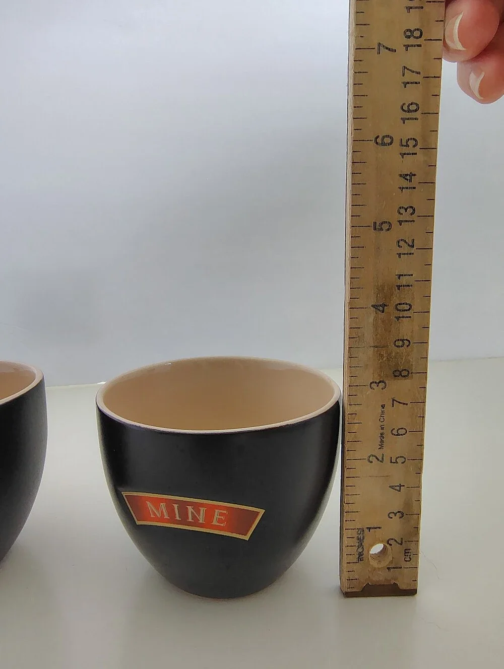 Vintage Baileys Irish Cream Yours and Mine Cups Ceramic Set of 2 Matte Black
